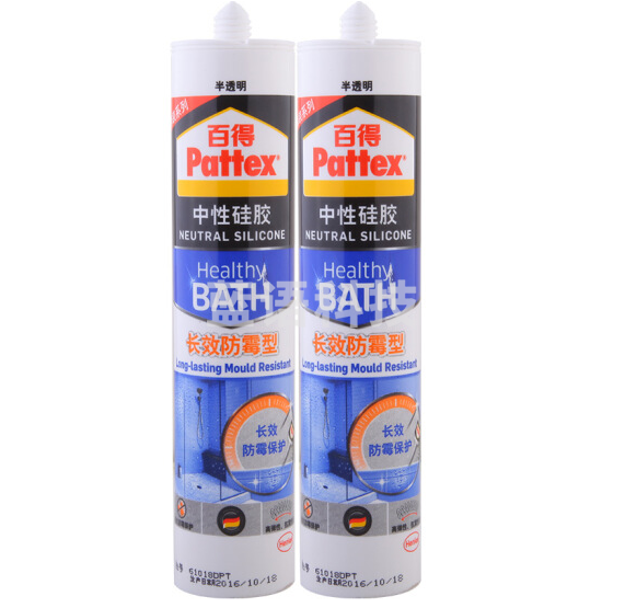 汉高百得（Pattex）SBSD Plus-T 中性硅胶 玻璃胶 密封胶 2倍防霉 长效防霉型 半透明 300ml 2支装