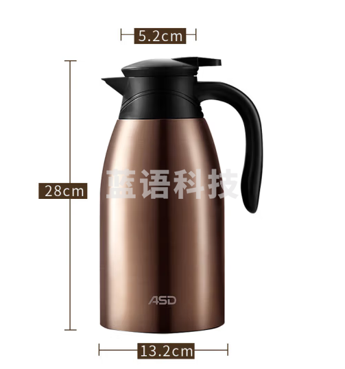 爱仕达保温壶家用2L真空按压式不锈钢内胆暖水壶杯大容量热水瓶20P4WG-T