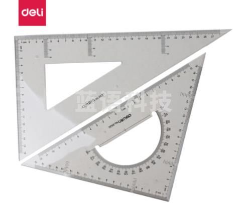 得力（deli）塑料三角尺直尺子 三角板量角器 6430 30cm 10套