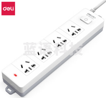 得力18253(02)插座_4组_2米_PVC袋装(白)(只)