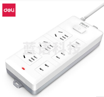 得力18169-05插座_3+3_5米_PVC袋装(白)(只)