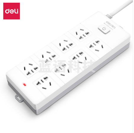 得力18170-03插座_8组_3米_PVC袋装(白)(只)