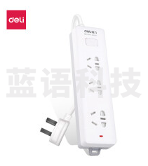 得力18278-02插座_3组_2米_PVC袋装(白)(只)