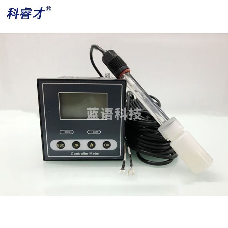科睿才工业在线PH计控制器ORP检测仪测试仪PH值传感器电极探头酸度计 控制器+玻璃电极5米 78665 教学仪器