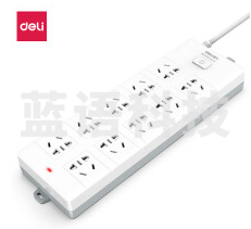 得力18275(02)插座_10组_2米_PVC袋装(白)(只)