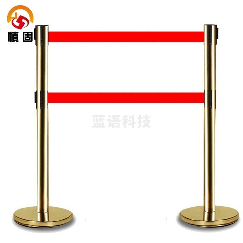 慎固 排队处安全隔离栏杆隔离护栏伸缩带不锈钢加厚安全柱 2米双层 钛金色 【2个起订】 教学仪器