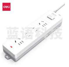 得力18251-03插座_2+2_3米_PVC袋装(白)(只)