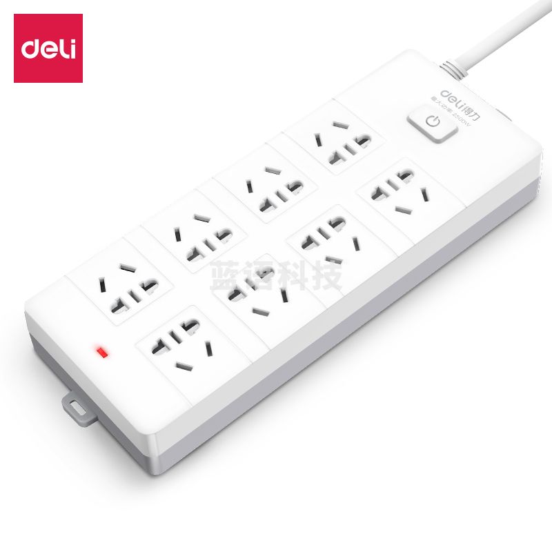 得力18262-10插座_8组_10米_PVC袋装(白)(只)