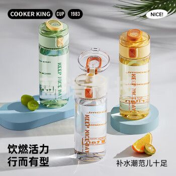 炊大皇(COOKER KING)LD50A1塑料杯超轻车载便捷户外茶水分离随手杯水杯 绿色500ML