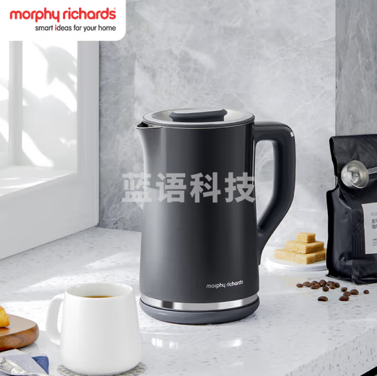 摩飞电器(Morphyrichards)电热水壶 烧水壶 热水壶 家用恒温水壶 1.5L全不锈钢304双层防烫实时显温开水壶 MR6070 灰