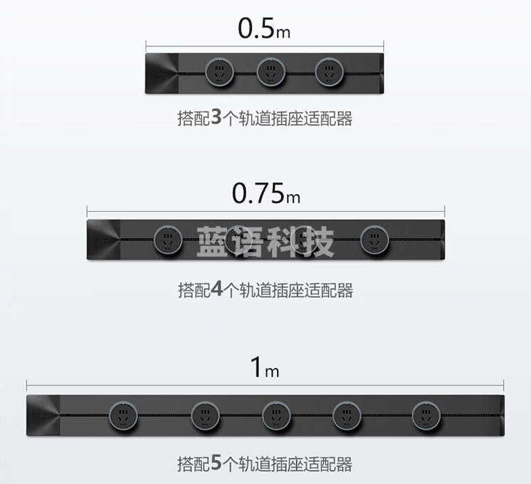公牛GN-GQ1暗装 轨道插座 可移动墙壁插座嵌入式插线板 60厘米轨道+4个五孔插座 黑色
