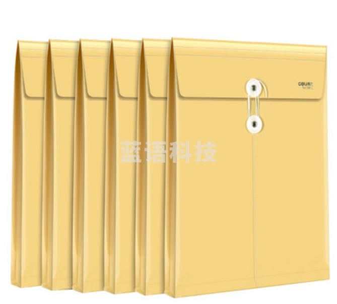 得力PP档案袋_5910绳扣式档案袋  资料夹(黄)(只)