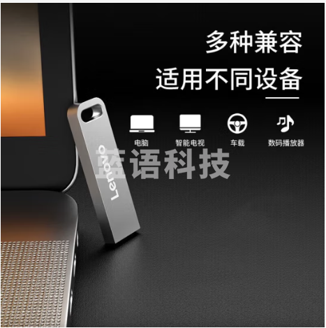 联想(Lenovo)64GB USB2.0 个性定制U盘 SX1速芯系列银色 金属耐用 商务办公必备