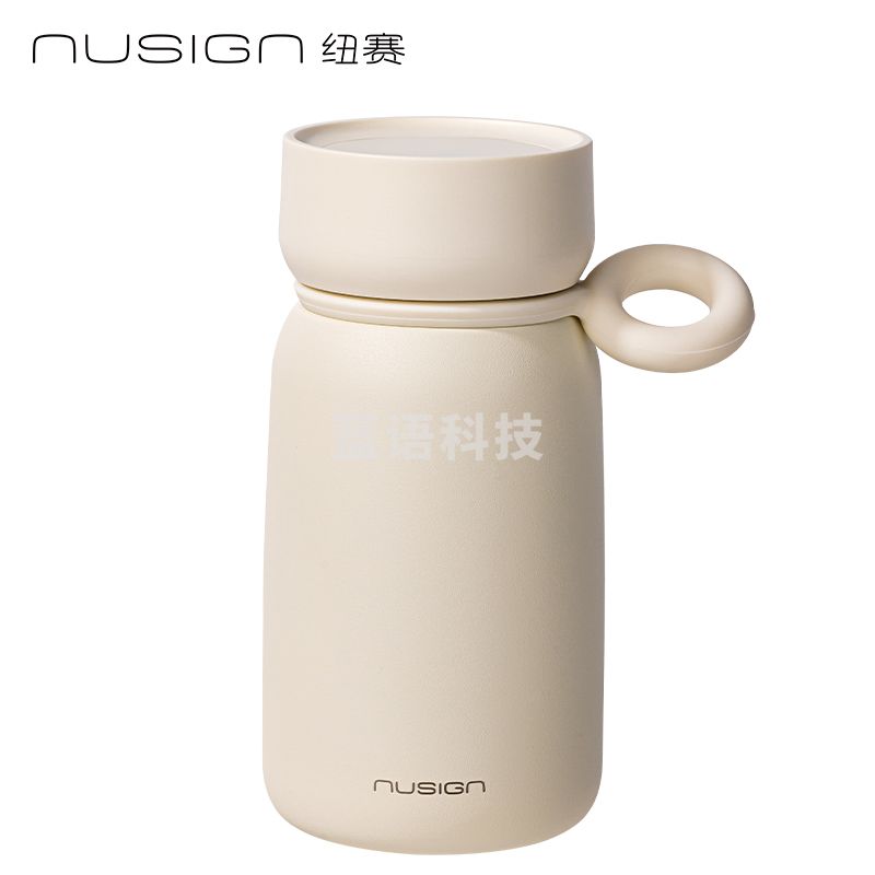 得力保温杯 纽赛NS859摇摇杯330mL食品级316L不锈钢内胆(3色可选) 奶油白