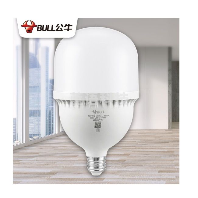 公牛(BULL)LED灯泡高亮球泡螺旋螺口白光柱形灯厂房车间商超食堂 40W球泡白光6500KE27螺口