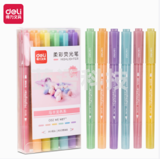 得力SK114柔彩荧光笔马卡龙色系(混)(盒)