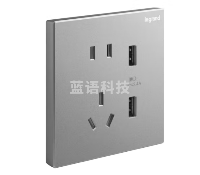 罗格朗(LEGRAND)开关插座面板 逸景系列深砂银灰色插座开关墙壁插座 五孔usb插座K8/426/US/U-C3