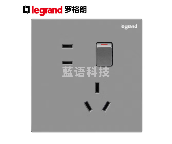 罗格朗(LEGRAND)开关插座面板 逸景深砂银灰色插座墙壁电源插座 10A五孔带开关K8/15/10USL-C3