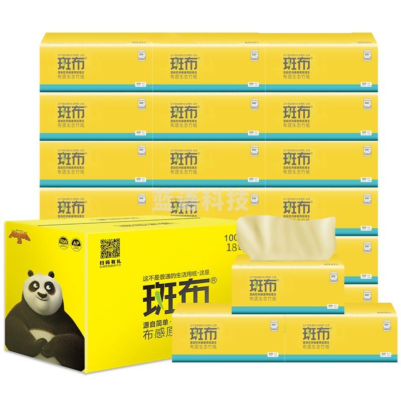 斑布（BABO）BASE系列3层100抽面巾纸(135mm*200mm/抽) （3层*100抽/包*18包/箱） DBCR100E18