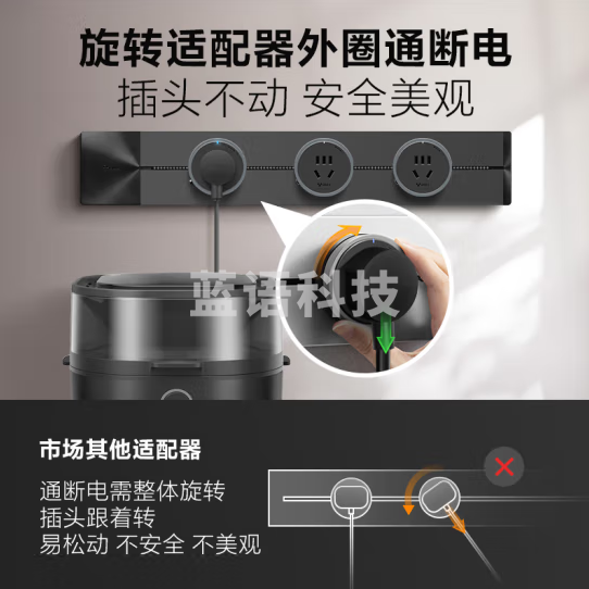 公牛GN-GB1明装轨道插座 可移动墙壁挂式接线板 50厘米轨道+3个五孔插座 黑色