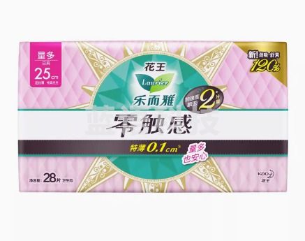 花王乐而雅 卫 生巾 零触感超薄柔软贴身日用 姨 妈 巾 25cm*28片装透气 1件装