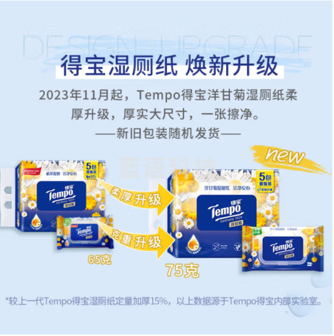 得宝（TEMPO）一博同款 洋甘菊湿厕纸 40片*5包 植萃精华 可冲散 湿纸巾 湿巾