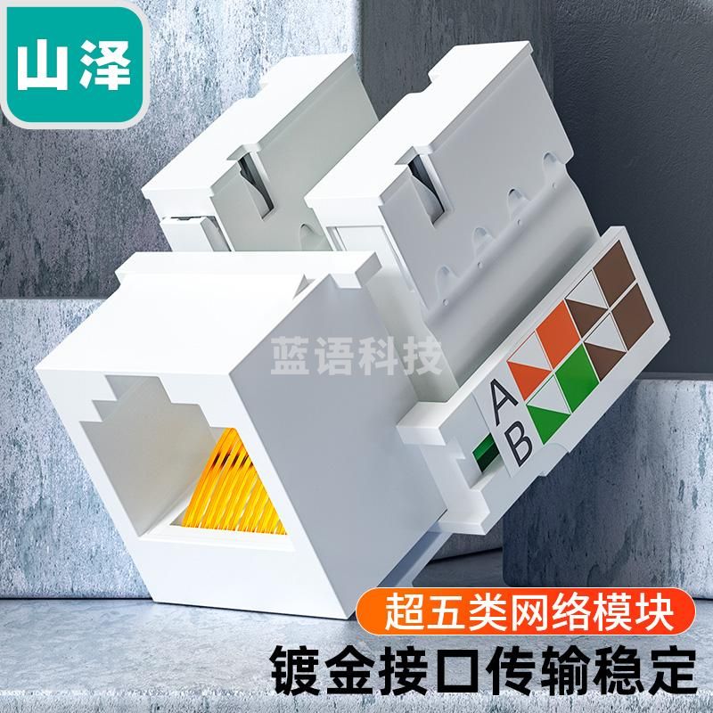 山泽(SAMZHE)超五类网络模块 CAT5e网线插座面板模块 RJ45水晶头母座电脑网线连接头 /10个起订