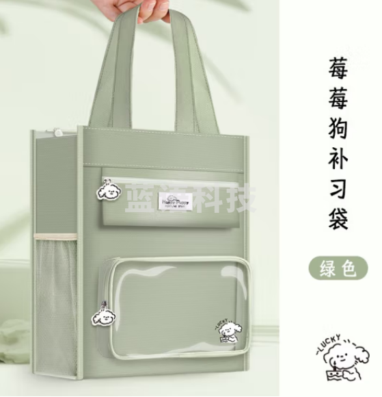 天顺 文具补习袋 手提袋拎书袋 作业收纳袋1054 莓莓狗绿色(个)