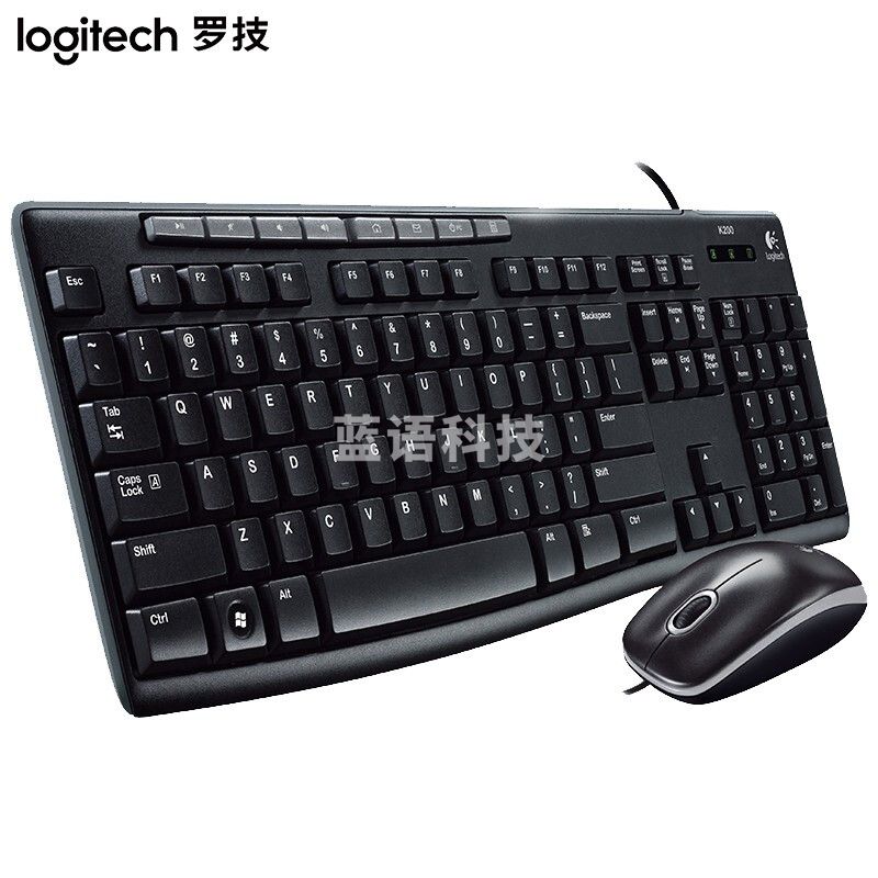 罗技（Logitech） MK200 有线键鼠套装 USB电脑多媒体键盘鼠标套装 黑色