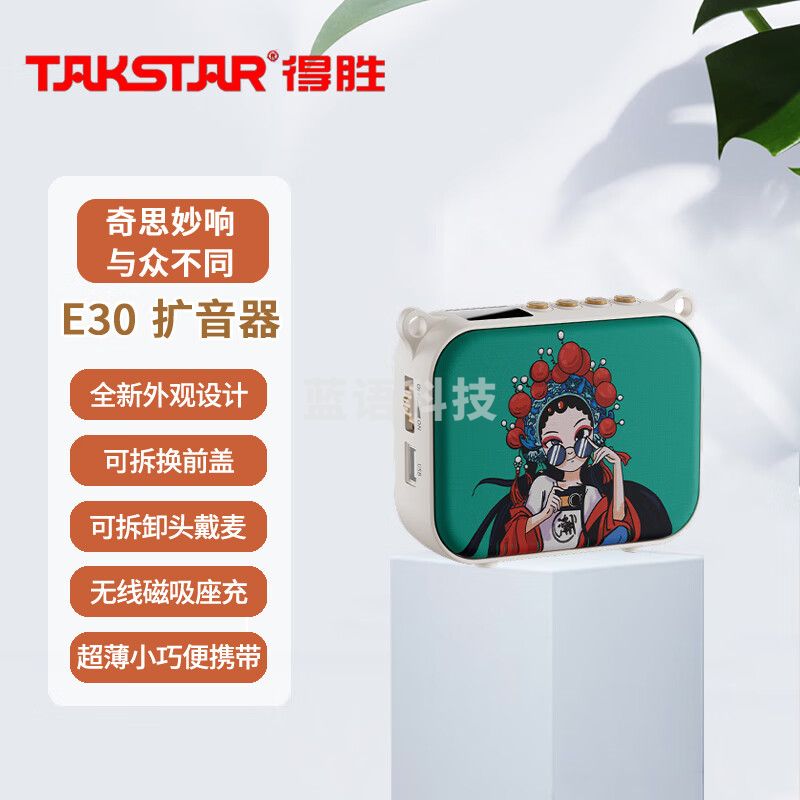 得胜 (TAKSTAR)E30 小蜜蜂扩音器  国潮风 无线磁吸充电抗啸叫一键录音 教学导游培训超市促销摊位 小花旦版
