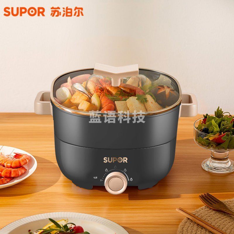 苏泊尔H2222YK21 ZMD安心系列 3L 蒸煮炖涮 四挡火候 1000W聚能加热多功能电火锅