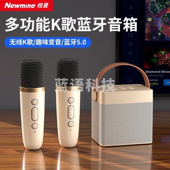 纽曼(Newmine)DP98无线蓝牙音箱家庭KTV音响套装户外广场舞音响迷你便携式K歌麦克风一体机桌面话筒小音响双麦版