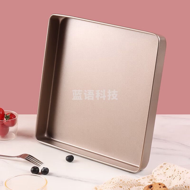 拜杰蛋糕模具烘焙不粘烤盘烤箱用蛋糕卷披萨面包戚风牛轧糖烤肉 28cm方形烤盘