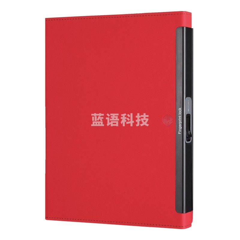 齐心CS001指纹解锁笔记本+宝珠笔商务礼品套装内置活页50张高档定制笔记本 CS001红色/黑色