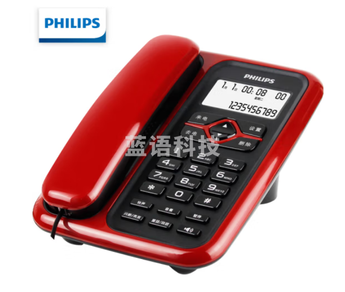 飞利浦（PHILIPS）CORD020电话机座机 固定电话 免电池 插线即用 红色