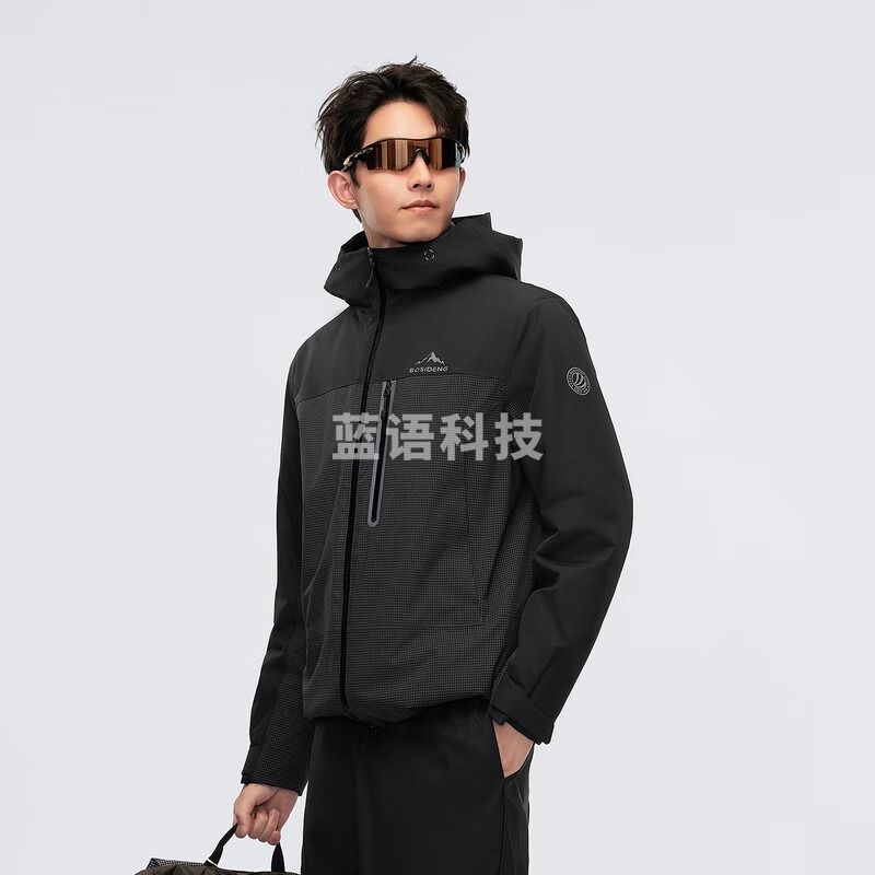 波司登 户外三合一鹅绒冲锋衣 羽绒服 保暖外套  B40132420 银黑细格  保暖棉服