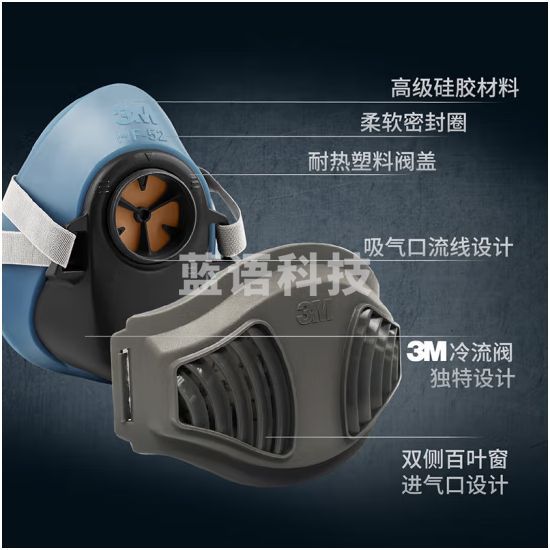 3M 防毒面具 HF-52 单罐硅胶防尘套装舒适版防工业粉尘花粉雾霾面具 1套/袋