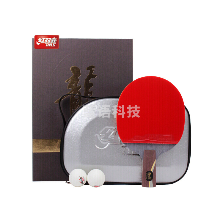 红双喜（DHS） 王皓乒乓球拍双面反胶乒乓拍王皓HAO-S 直拍 单拍 附拍套 马龙直拍