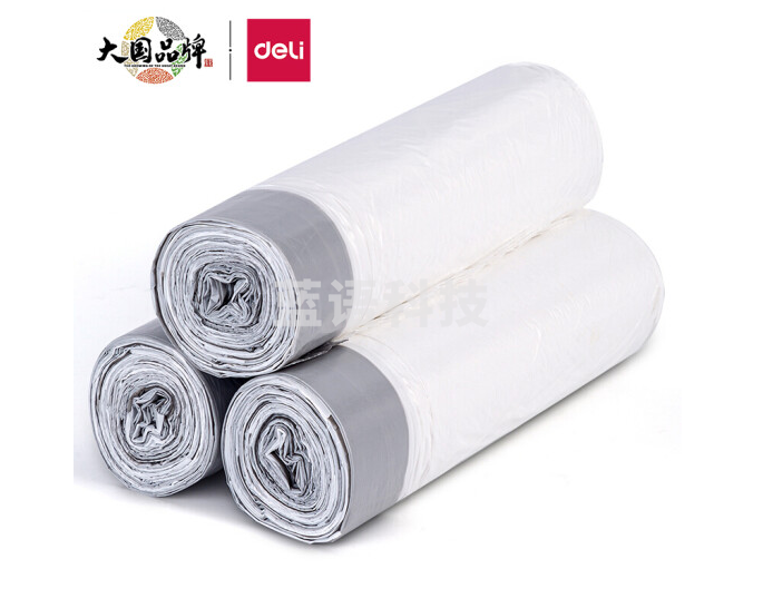 得力18751抽绳白色垃圾袋(45*50cm)(3卷装)(18只/卷)