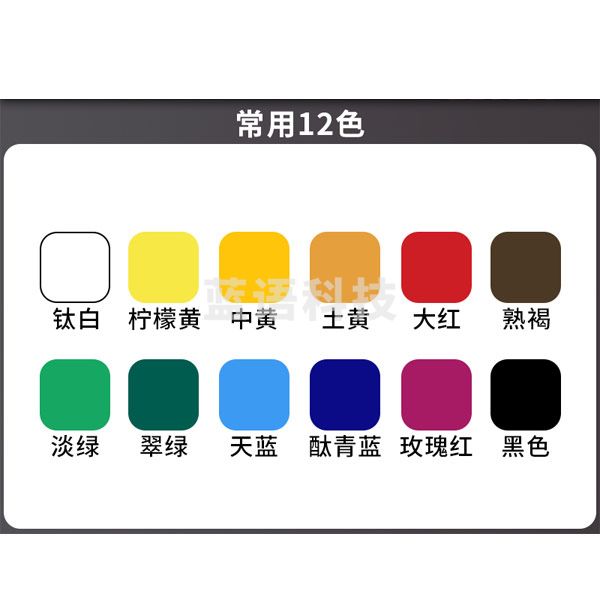 美邦祈富 丙烯颜料 diy石头画鹅卵石 彩绘颜料手绘鞋子材料衣服涂鸦石膏娃娃涂色颜料防水配调和液 12色2件套 300ml /瓶