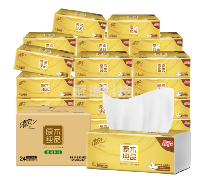 清风抽纸 无香面巾纸BR14SJ24E2 120抽每包 360张*24包/箱