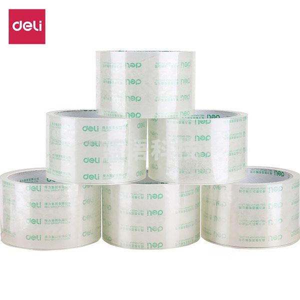 得力（deli）30321 透明胶带 6cm宽 封箱带 封箱胶带 6卷/筒 1筒装