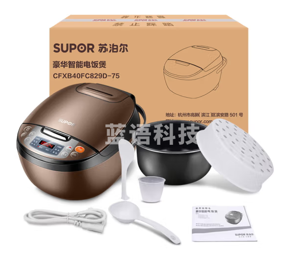 苏泊尔（SUPOR）电饭煲电饭锅4L陶晶不粘内胆3-8人微压焖香蛋糕功能家用智能电饭煲巧克力色40FC829