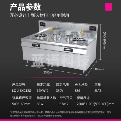 乐创 lecon LC-J-SXC12S 商用双头双尾小炒灶 12KWx2酒店饭堂企业电磁灶