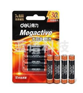 得力（deli） 碱性电池 电视遥控鼠标干电池 办公用品 7号 四粒 18505