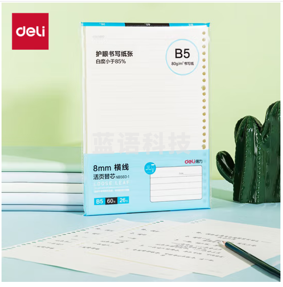 得力(deli) B5/60张 26孔活页本替芯 NB560-1