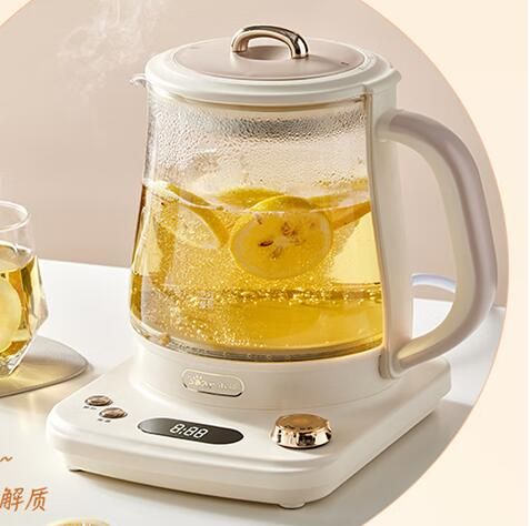小熊(Bear)养生壶 煮茶器 电水壶 热水壶 煮茶壶 恒温电热水壶 迷你玻璃花茶壶  1.5L 烧水壶