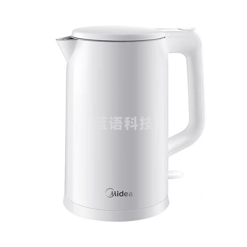 美的(Midea)MK-AEK1769 电热水壶 1.7L大容量 家用烧水壶 双层防烫 304不锈钢水壶【白色】