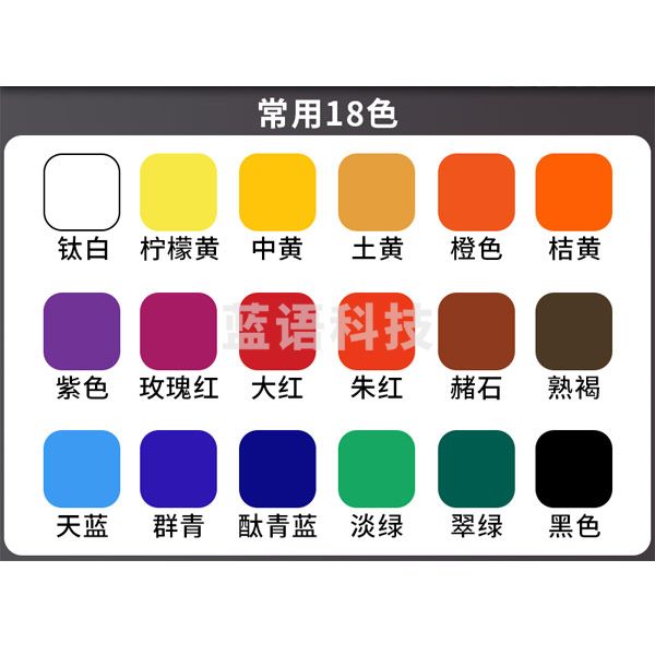 美邦祈富 丙烯颜料 diy石头画鹅卵石 彩绘颜料手绘鞋子材料衣服涂鸦石膏娃娃涂色颜料防水配调和液 18色基础4件套 300ml /瓶