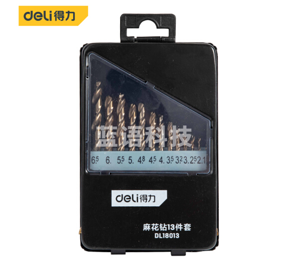 得力（deli） 麻花钻电钻冲击钻头 金属打孔麻花钻13件套1.5-6.5mm DL18013